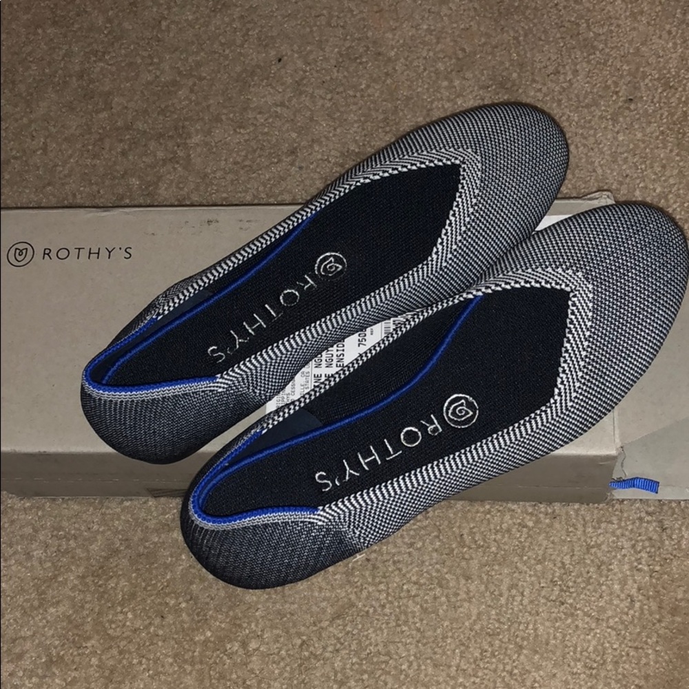 Rothy’s Size 7.5 Grey Birdseye Round Toe BNIB